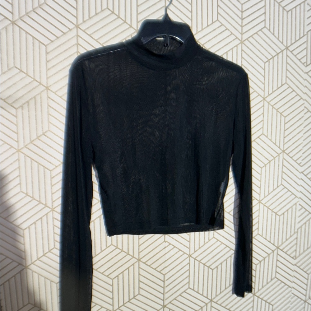 Black Sheer Long Sleeve Top